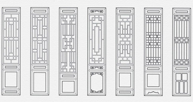 西山常用中式仿古花窗图案隔断设计图